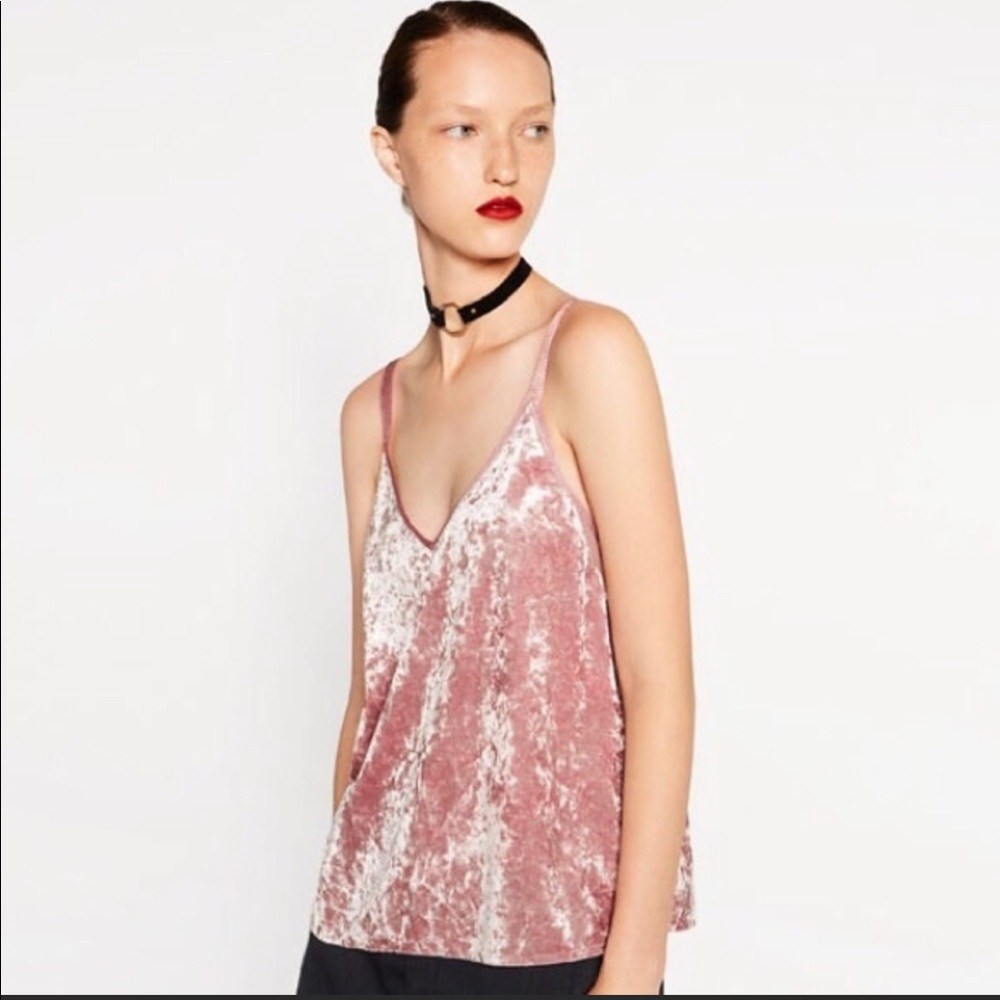 Zara// pink velvet camisole